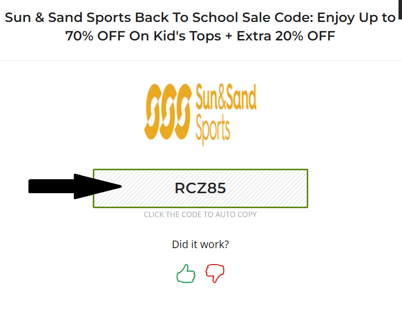 Copy Sun & Sand Sports Discount Code