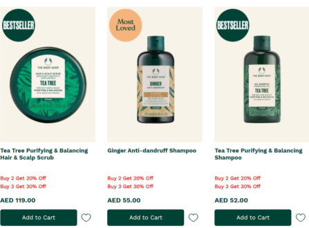 Haircare Products at The Body Shop UAE