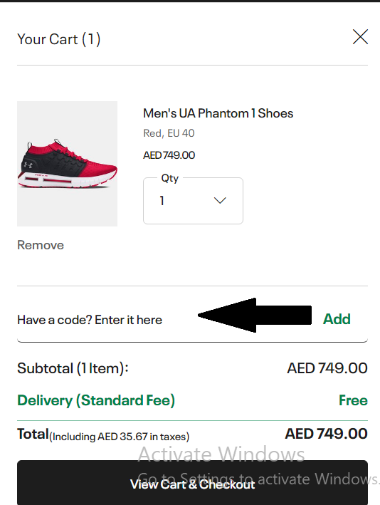 Look for Discount Code Option