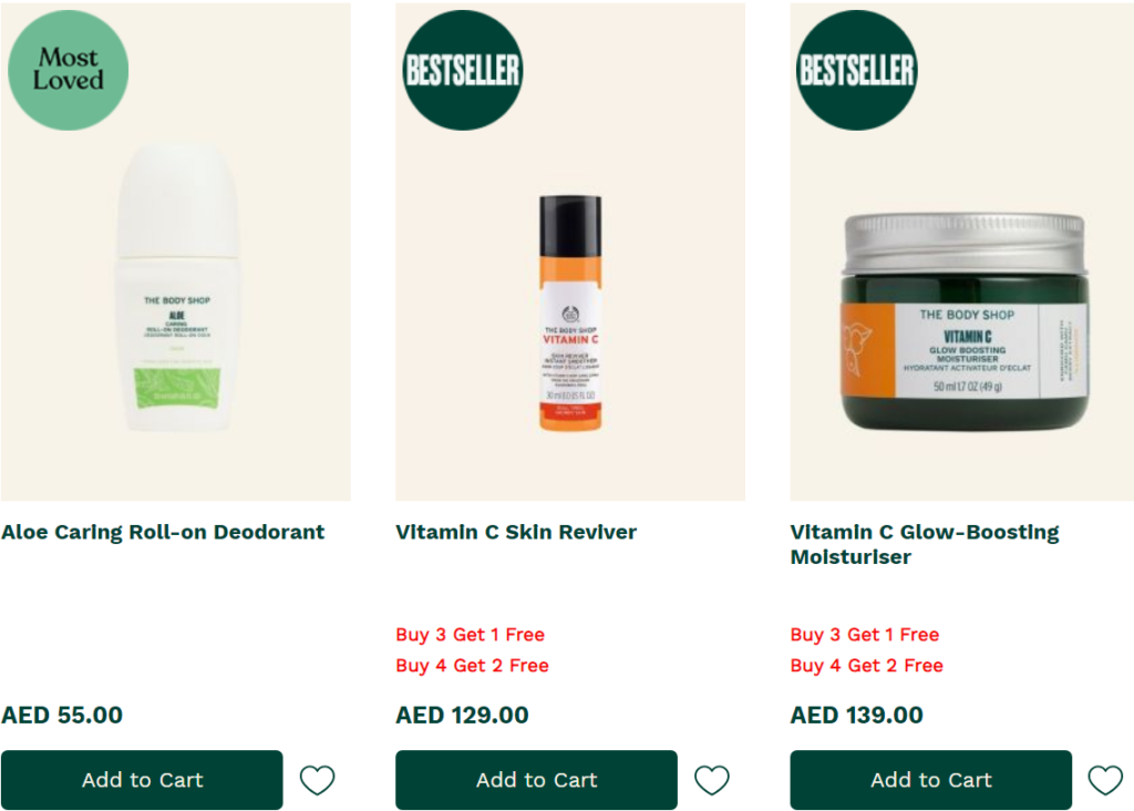 Skincare Products at The Body Shop UAE