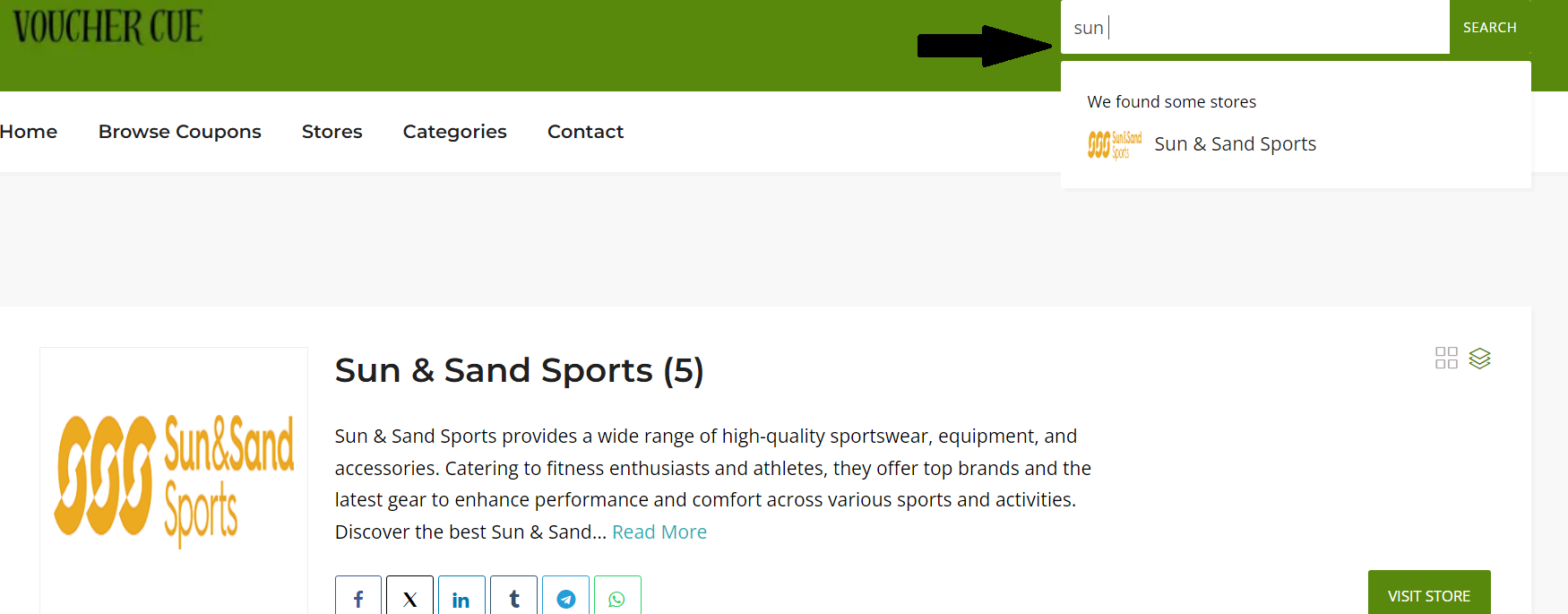 Visit Voucher Cue Website for Sun & Sand Sports Coupon Codes