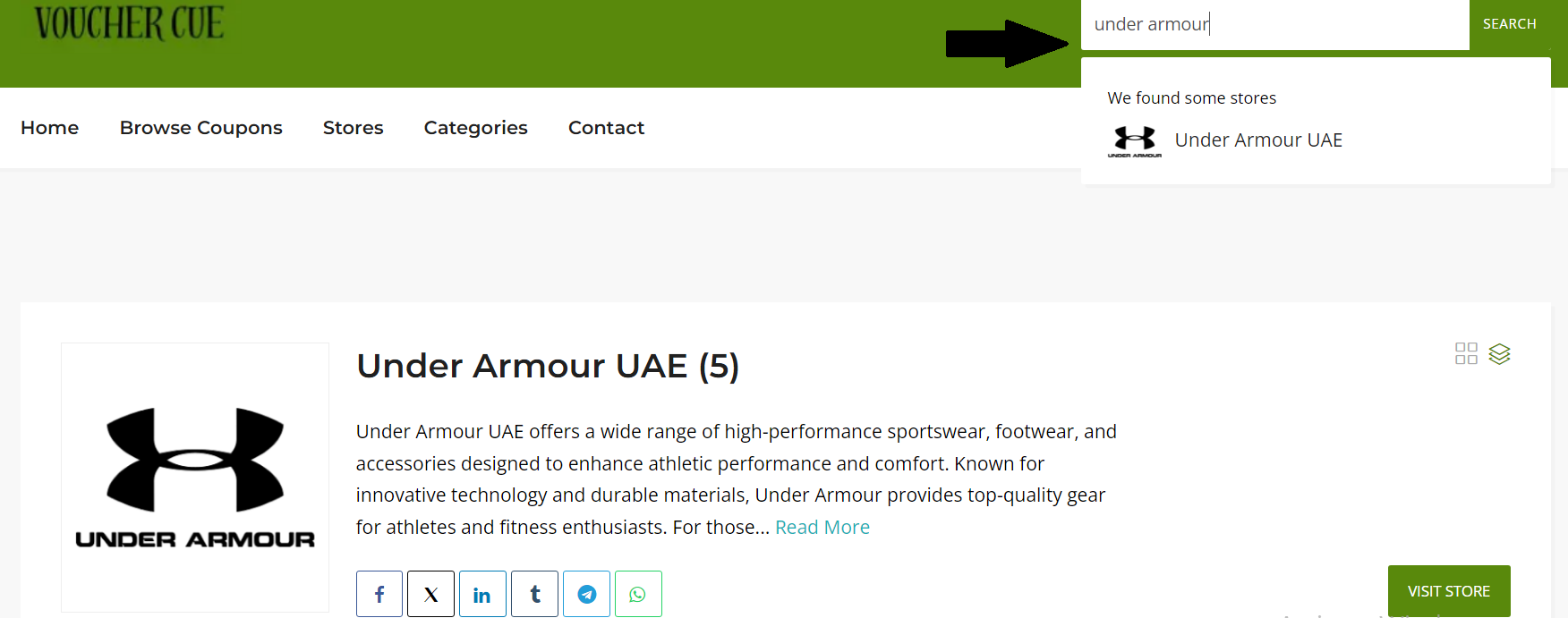 Visit Voucher Cue Website for Under Armour UAE Coupon Codes