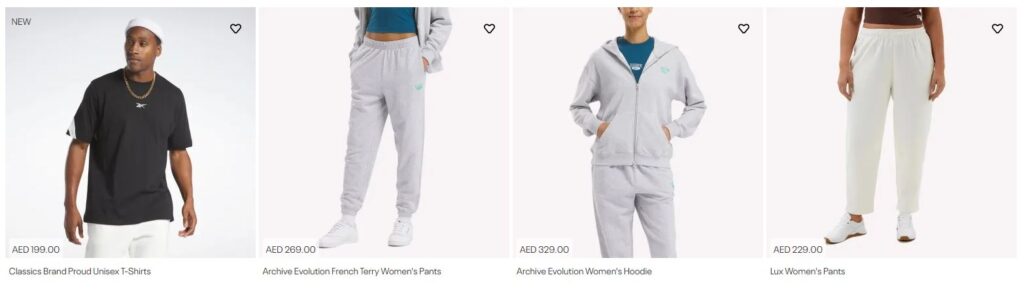 Women's Apparel at Reebok UAE