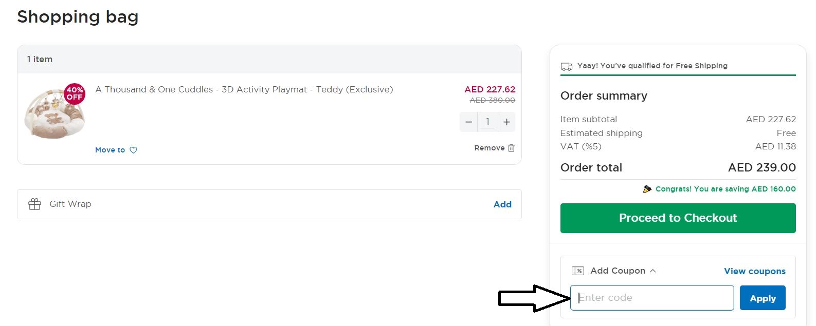 Look for Coupon Code Option